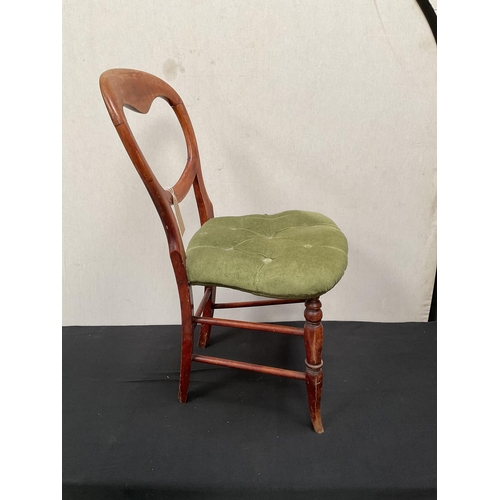 143 - VICTORIAN FARMHOUSE KITCHEN CHAIR AND A MAHOGANY CHAIR