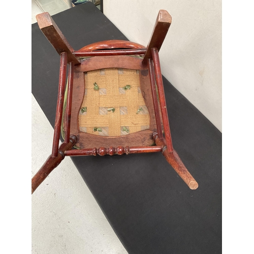 143 - VICTORIAN FARMHOUSE KITCHEN CHAIR AND A MAHOGANY CHAIR