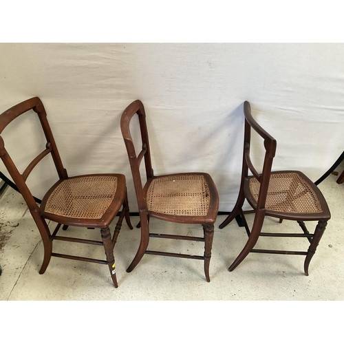 146 - 3 VICTORIAN MAHOGANY BEDROOM CHAIRS WITH BEGERE SEATS