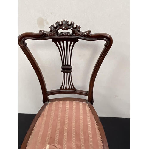 147 - VICTORIAN BEDROOM CHAIR WITH UPHOLSTERED SEAT A/F