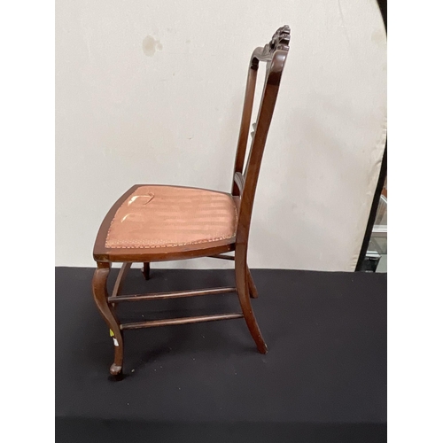 147 - VICTORIAN BEDROOM CHAIR WITH UPHOLSTERED SEAT A/F