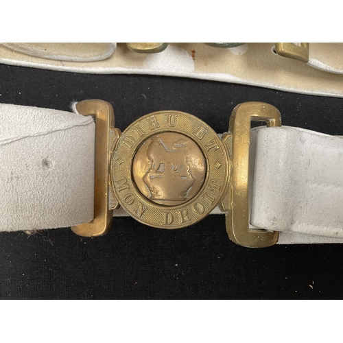 150 - 3 MILITARY BELTS WITH BRASS BUCKLES