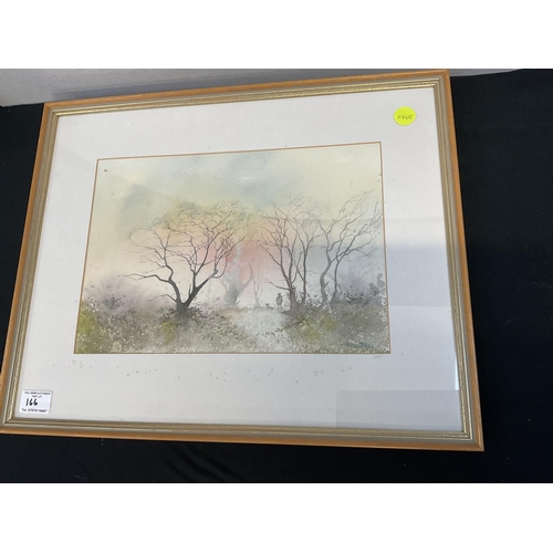 166 - 3 FRAMED WATER COLOURS 1 SIGNED TO MARGIN 24 X 20