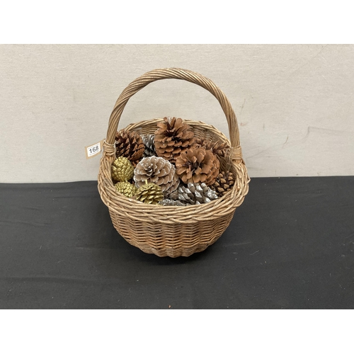 168 - VINTAGE BASKET OF CONES H 16