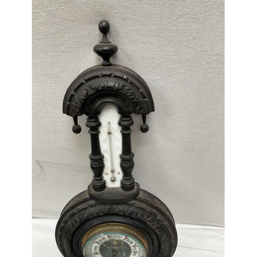 169 - CARVED VICTORIAN WALL BAROMETER H 16