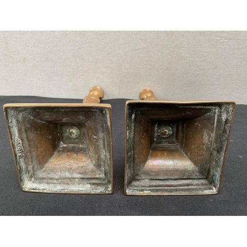 173 - PAIR OF GEORGIAN BRONZE CANDLESTICKS H 10