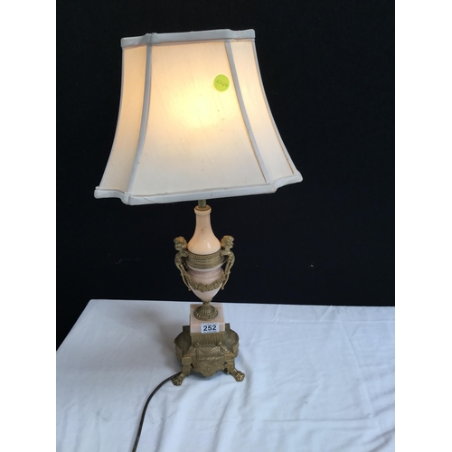 252 - VINTAGE ONYX AND GILT TABLE LAMP H 27