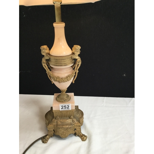 252 - VINTAGE ONYX AND GILT TABLE LAMP H 27