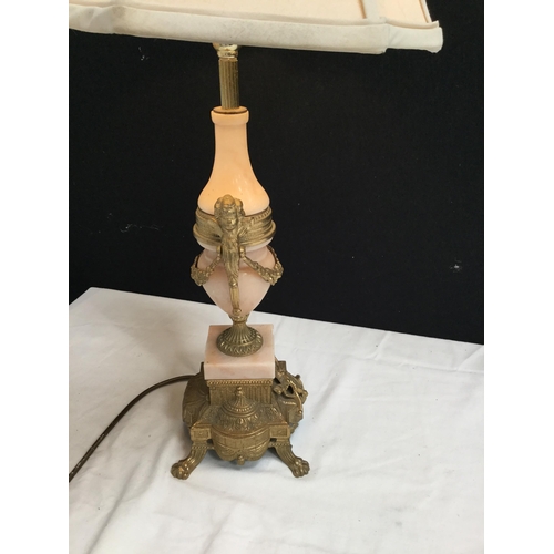 252 - VINTAGE ONYX AND GILT TABLE LAMP H 27