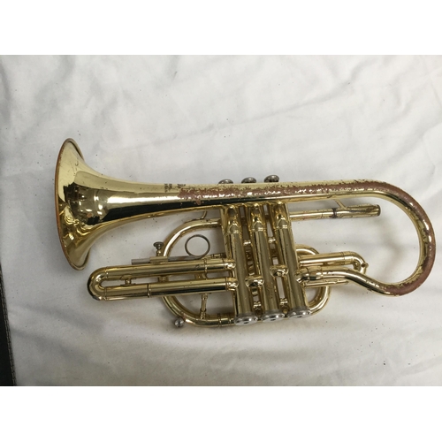 272 - MILITARY CASED TRUMPET NO MOUTHPIECE A/F