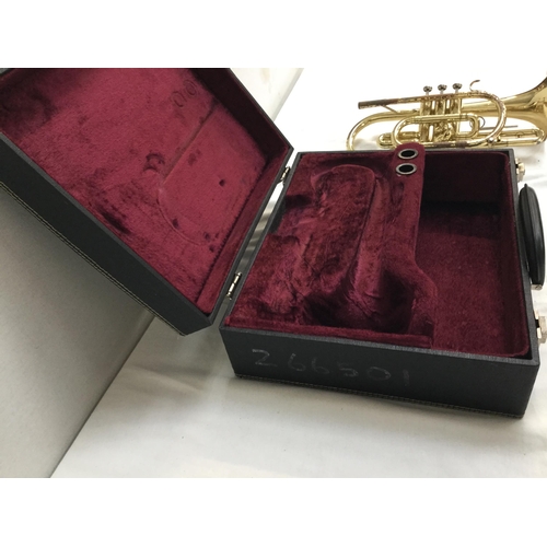 272 - MILITARY CASED TRUMPET NO MOUTHPIECE A/F