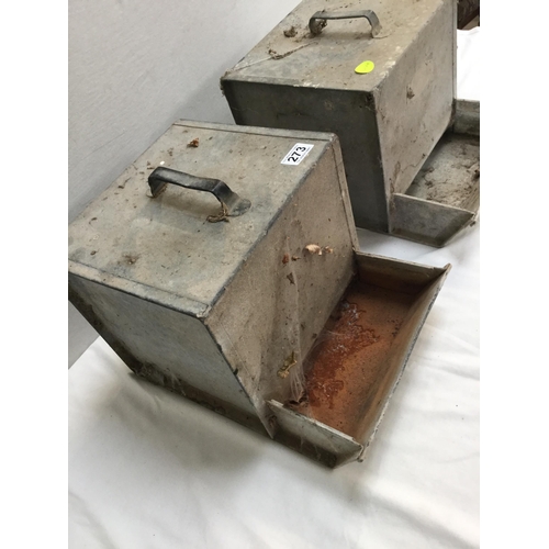 273 - 2 GALVANISED VINTAGE FEEDERS