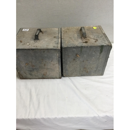 273 - 2 GALVANISED VINTAGE FEEDERS