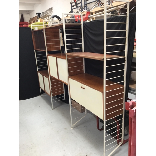 275 - RETRO STACKING LADDER UNIT COMPRISING OF 3 SECTIONS WITH 3 CABINETS AND 2 SHELVES    H 78