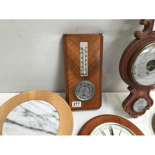 277 - 2 MODERN BAROMETERS ART DECO BAROMETER, LAZY SUSAN AND A WALL CLOCK