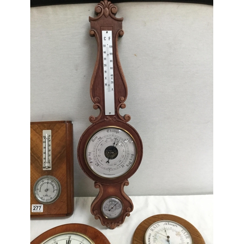 277 - 2 MODERN BAROMETERS ART DECO BAROMETER, LAZY SUSAN AND A WALL CLOCK