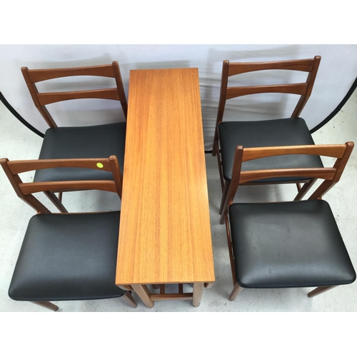 278 - RETRO TEAK DROP LEAF DINING TABLE AND 4 MATCHING CHAIRS H 28