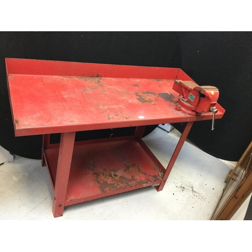 288 - METAL WORKSHOP BENCH COMPLETE WITH HEAVY DUTY VICE H 38