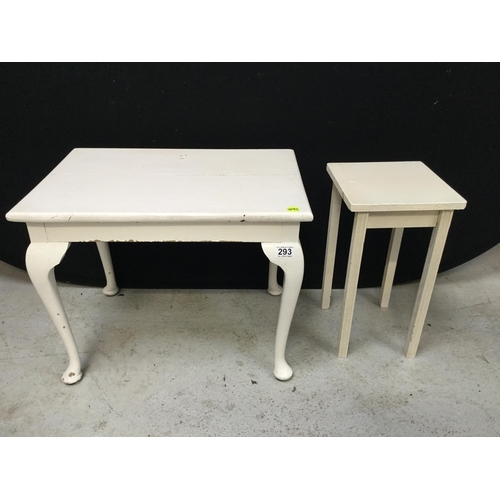 293 - PAINTED TABLE ON CABRIOLE LEGS H 18