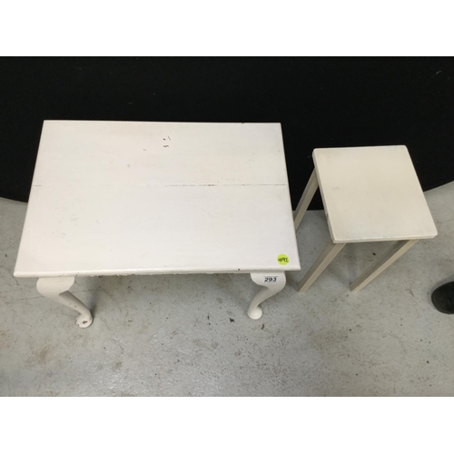 293 - PAINTED TABLE ON CABRIOLE LEGS H 18