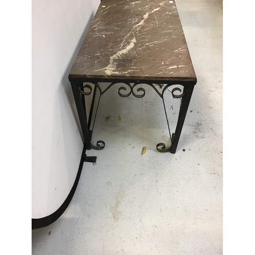 311 - DECORATIVE WROUGHT IRON BASED COFFEE TABLE WITH MARBLE TOP H 19