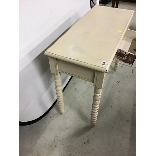 339 - PAINTED MAHOGANY SIDE TABLE WITH SINGLE DRAWER ON 4 TURNED LEGS H 31