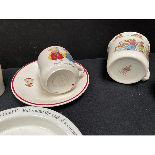 177 - QTY OF CHINA TO INCLUDE ROYAL DOULTON BUNNKINS, WEDGEWOOD, PINKY AND PERKY CHINA, ROYAL ALBERT ETC