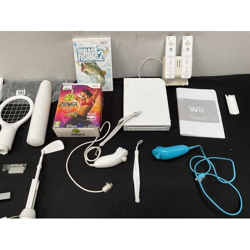 182 - NINTENDO WII WITH ASSESSORIES AND GAMES