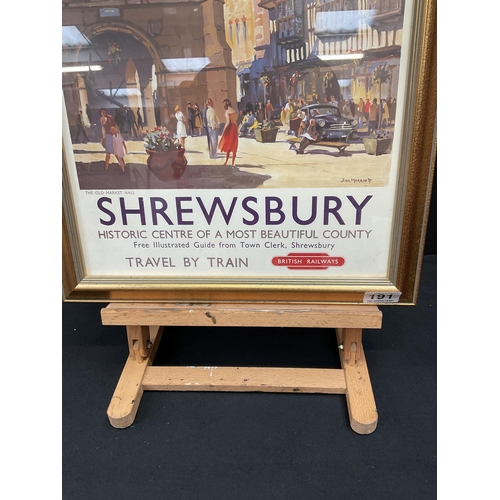 191 - FRAMED SHREWSBURY BRITISH RAIL POSTER 16 X 24