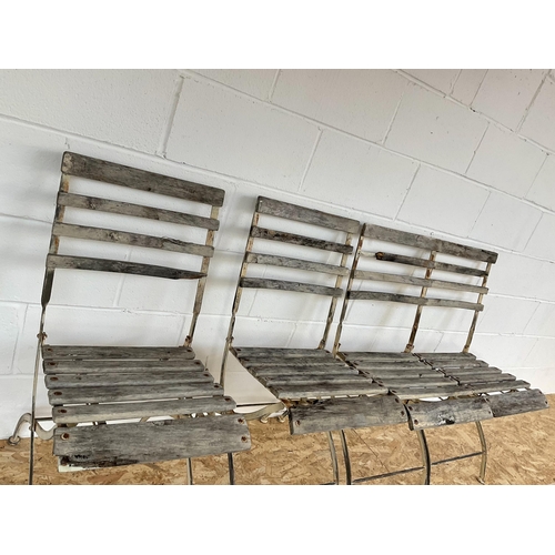 194 - 4 VINTAGE METAL AND WOODEN FOLDING GARDEN CHAIRS