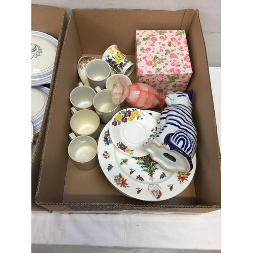 231 - 2 BOXES OF CHINA TO INCLUDE SANDWICH PLATE PLAQUES TUREENS ETC