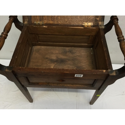 235 - EDWARDIAN UPHOLSTERED PIANO STOOL H 23