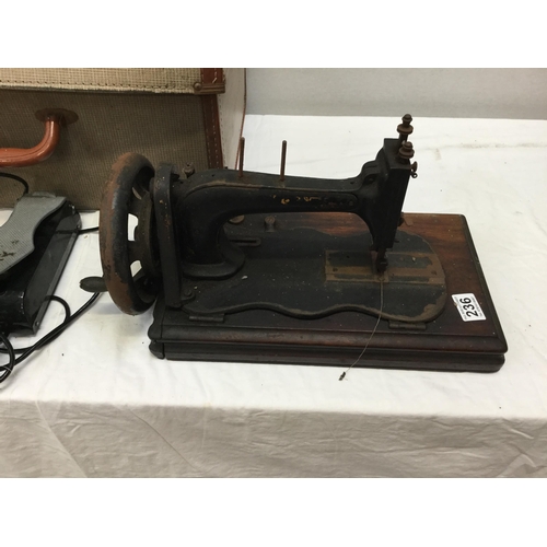 236 - VINTAGE ALFA ELECTRIC SEWING MACHINE IN CASE AND VINTAGE HAND SEWING MACHINE NO CASE