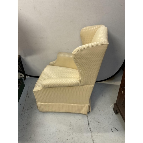 351 - PAIR OF MATCHING UPHOLSTERED WINGBACK ARMCHAIRS