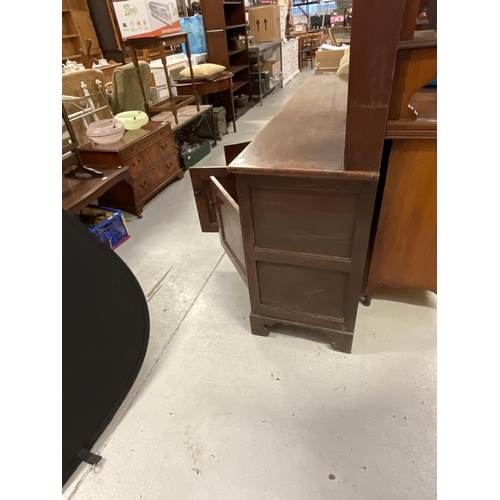 356 - EARLY OAK DRESSER WITH PLATE RACK BACK BASE WITH 3 DRAWERS OVER 3 DOORS