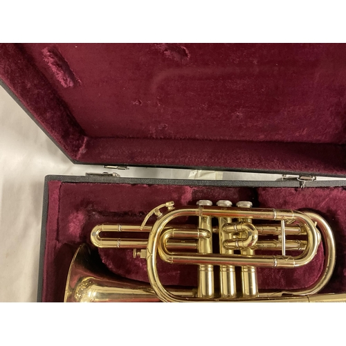 361 - CASED MILITARY TRUMPET NO MOUTHPIECE