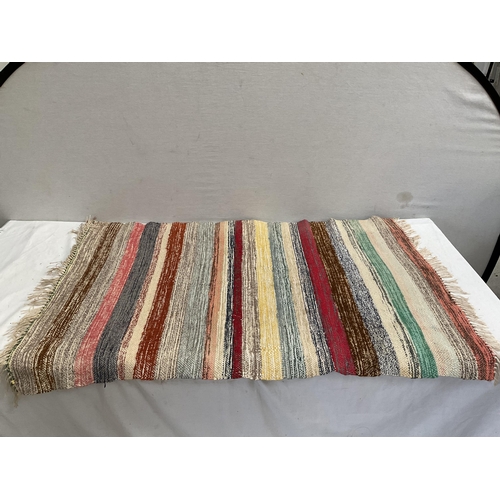 373 - BOX OF VINTAGE WOVEN RUGS ETC