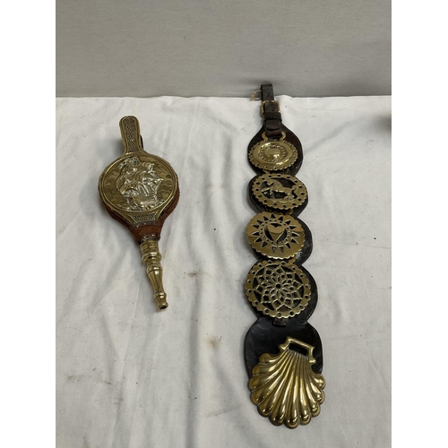 380 - QTY OF EARLY VICTORIAN AND LATER  BRASSWARE  TO INCLUDE VICTORIAN CANDLESTICKS, MARTINGALE ETC