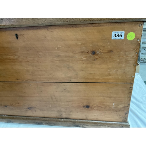 386 - VICTORIAN STRIPPED PINE BLANKET BOX H21