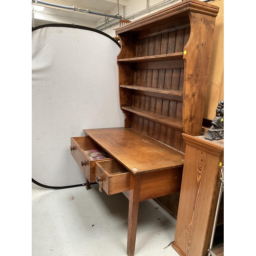 396 - VICTORIAN STRIPPED PINE DRESSER WITH  RACK- BASE  2 DRAWERS -H80