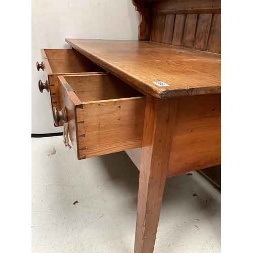 396 - VICTORIAN STRIPPED PINE DRESSER WITH  RACK- BASE  2 DRAWERS -H80