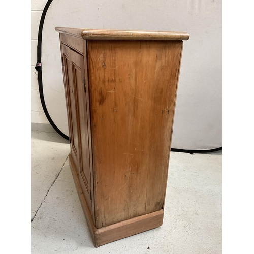 403 - VICTORIAN STRIPPED PINE 2 DOOR CABINET - WORMED - H42