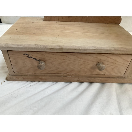 404 - STRIPPED PINE MIRROR WITH JEWELLERY DRAWERS H24