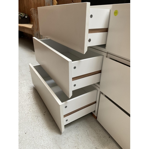 412 - MODERN WHITE STACKING DRAWERS AND BEDSIDE TABLE WITH DRAWER 
H29