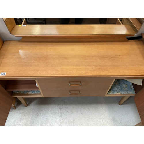 384 - RETRO LONGJOHN DRESS TABLE WITH 2 CENTRAL DRAWERS FLANKED BY 2 DOORS AND A MATCHING 4 DRAWER BEDROOM... 