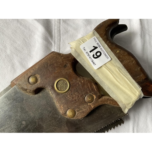 19 - 2 VINTAGE DISSTON WOOD SAWS