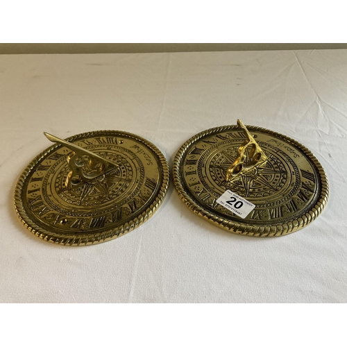 20 - 2 REPRODUCTION BRASS SUN DIALS DIA 8