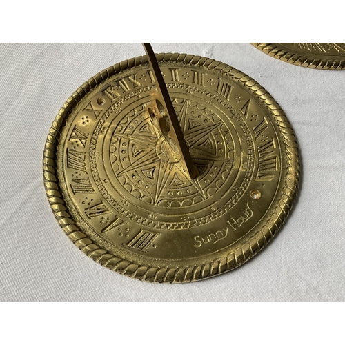 21 - 2 REPRODUCTION BRASS SUN DIALS - DIA 10