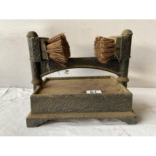 61 - VICTORIAN CAST IRON FOOT SCRAPER WITH BRUSHES - W12