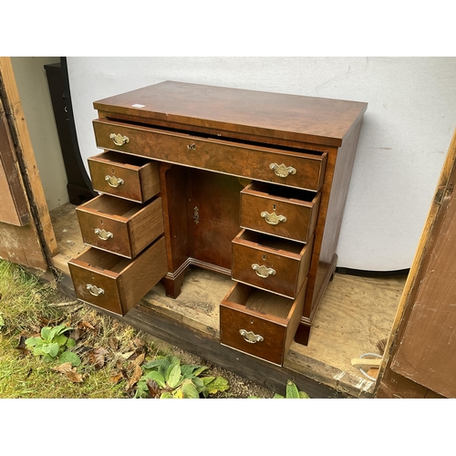 305 - HAND MADE WALNUT  LADIES WRITING DESK WITH 7 DRAWERS AND CENTER CUPBOARD COMPLETE WITH KEYS - H30